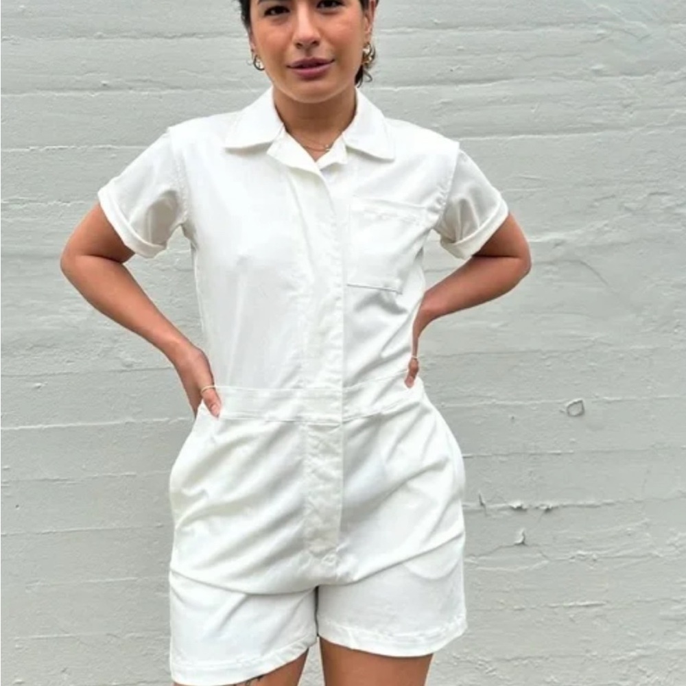 Nooworks White Short Sleeve Jumpsuit